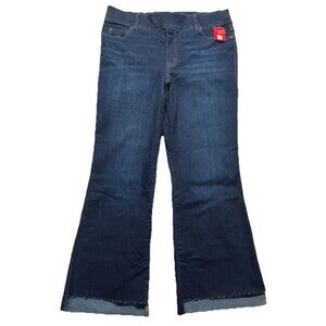 Spanx Jeans Womens Plus 2X Tall Pull On Step Hem Kick Flare Y2K Boho Preppy
